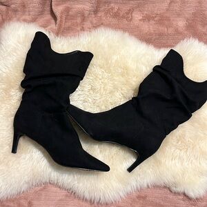 Faux suede black boots